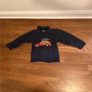 Navy Roll Neck Christmas Tree Woodie Wagon Sweater! Size 6